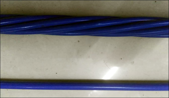 Blue coated LRPC wire for concrete rail sleepers construction
